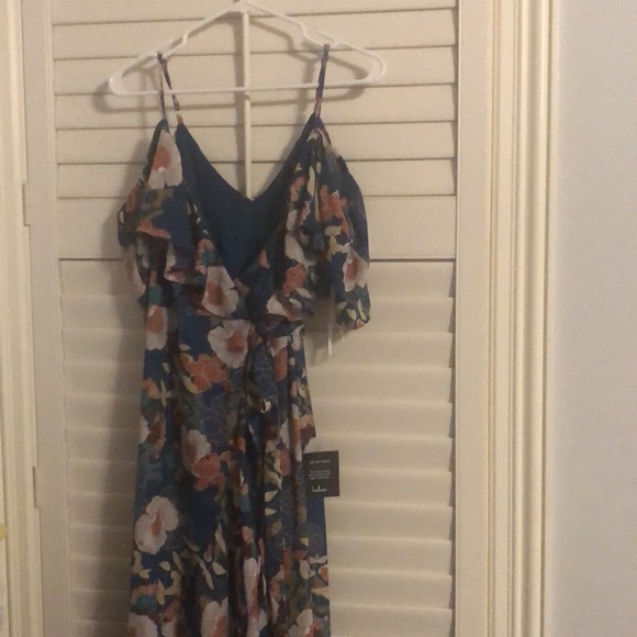 BNWT Lulu’s Wrap Dress So Splendid Teal Print - Picture 3 of 4